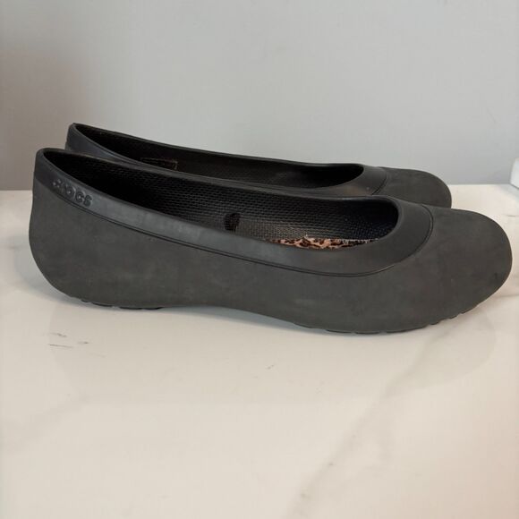 Crocs Mammoth Flats Fur Lined Slip On Casual Neutral Cheetah Charcoal Size 8 - Picture 2 of 10